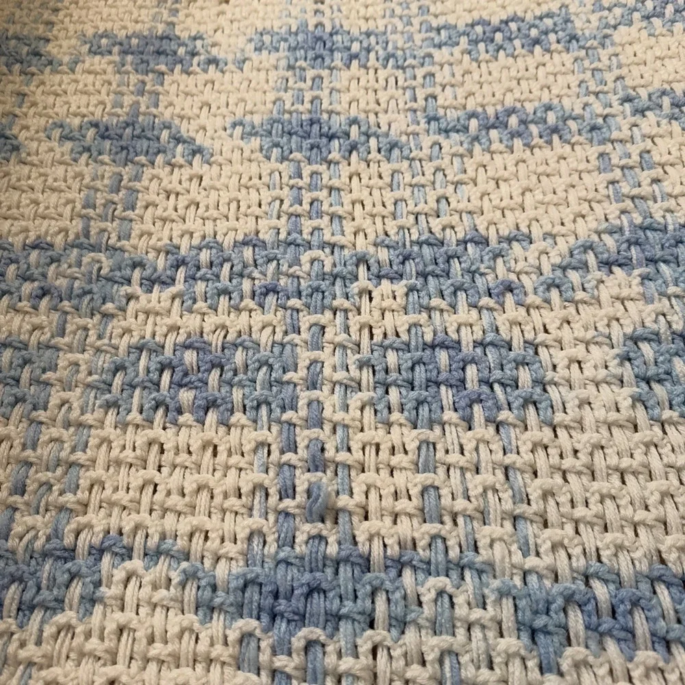 Handmade Baby Blanket Blue‎ And White Girl Boy Gift 33
